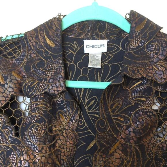 Chico's.Black and Copper Open Front Jacket Size 1 - Picture 6 of 9